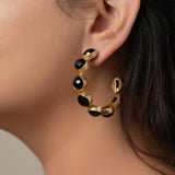 Freesia Black Onyx Hoops