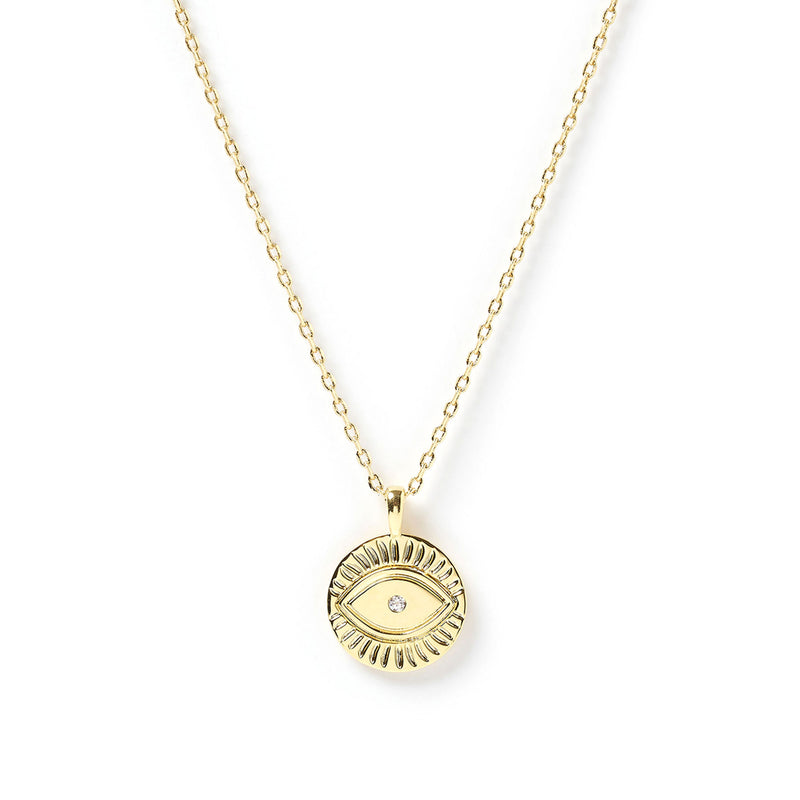 Protective Eye Gold & Zircon Pendent Necklace