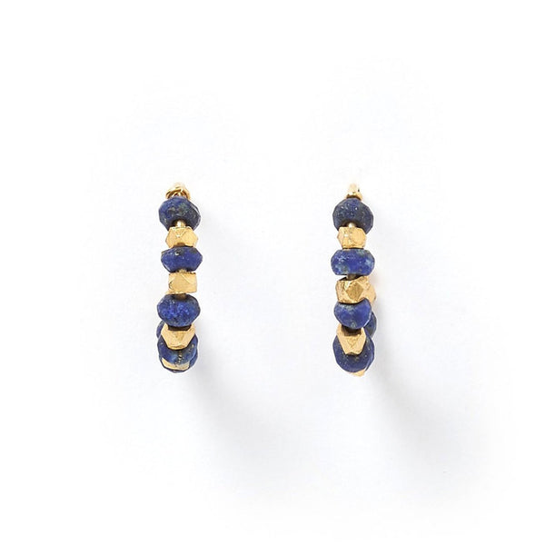 Aztec Gold & Lapis Lazuli Hoops
