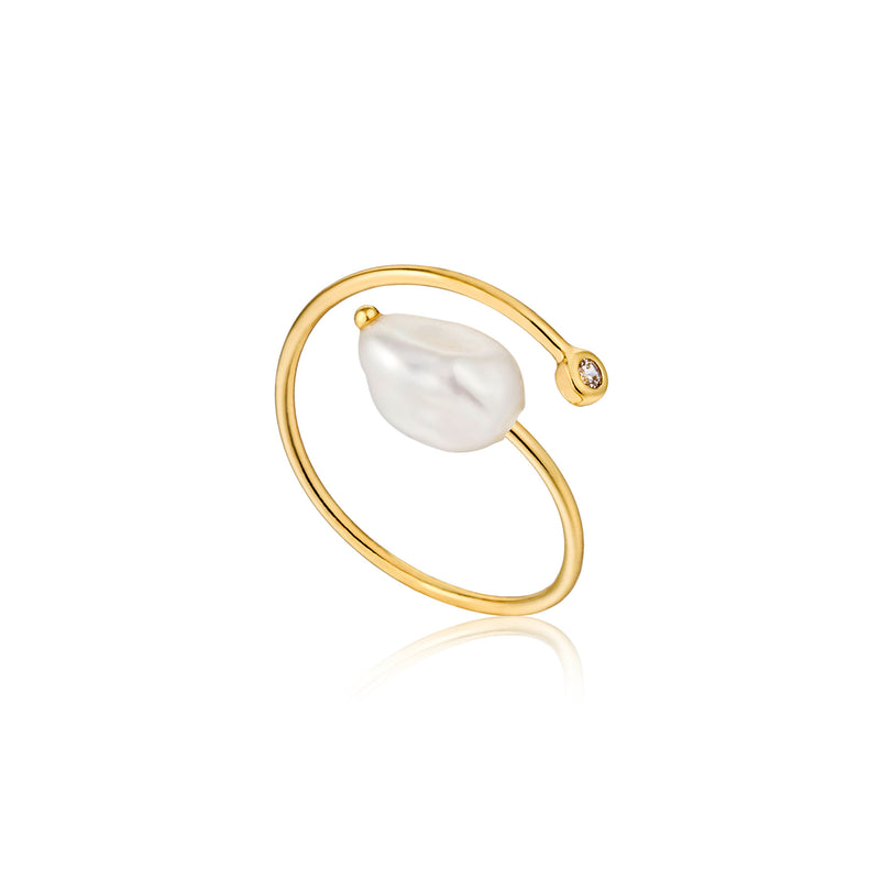 Gold Pearl Twist Ring